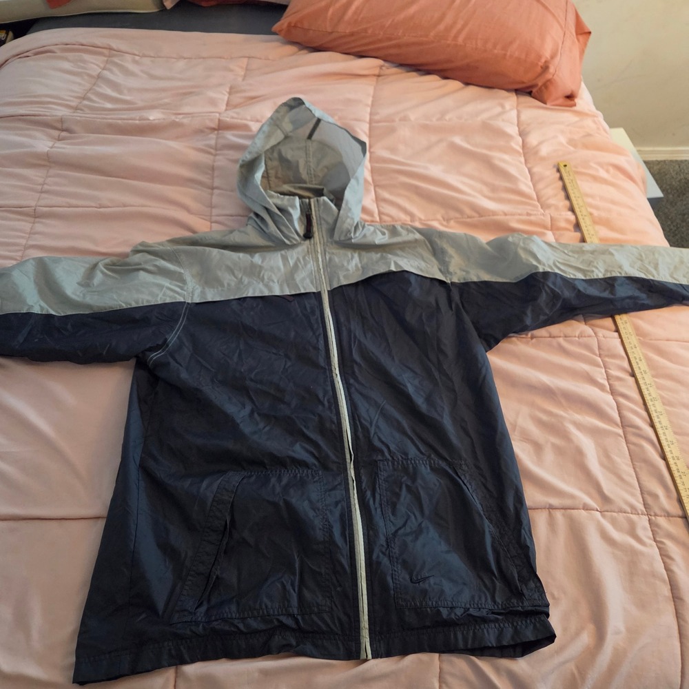 Nike 6.0 Mens Large Windbreaker Jacket Navy Grey Full Zip Hooded Sportswear